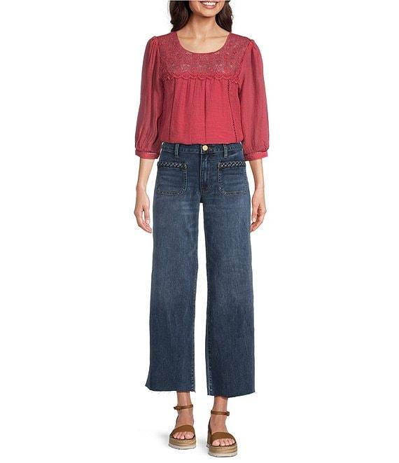 KUT from the Kloth Meg Braided Patch Pocket High Rise Wide Leg Ankle Jeans Product Image