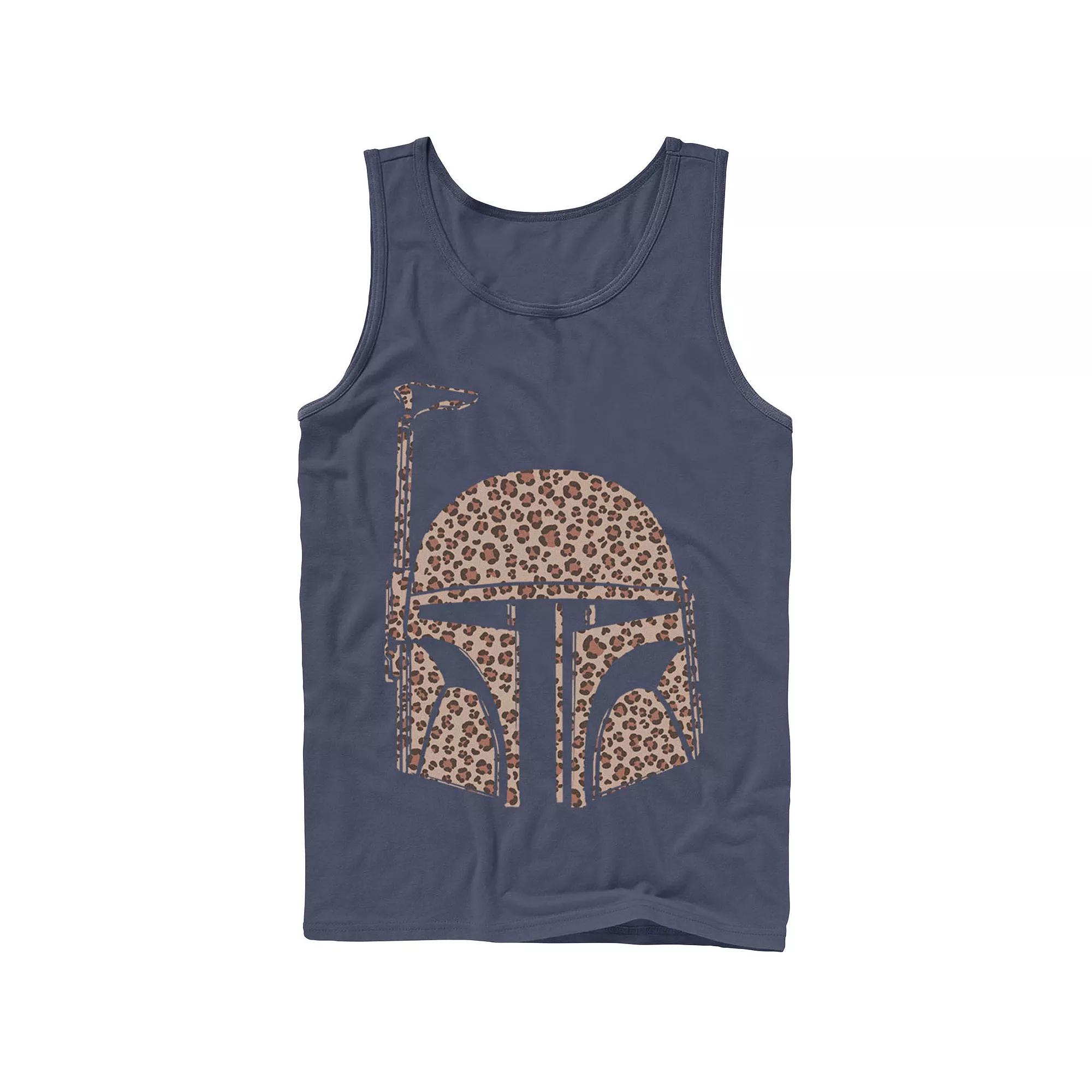 Men's Star Wars Boba Fett Helmet Cheetah Print Fill Tank Top,  Product Image