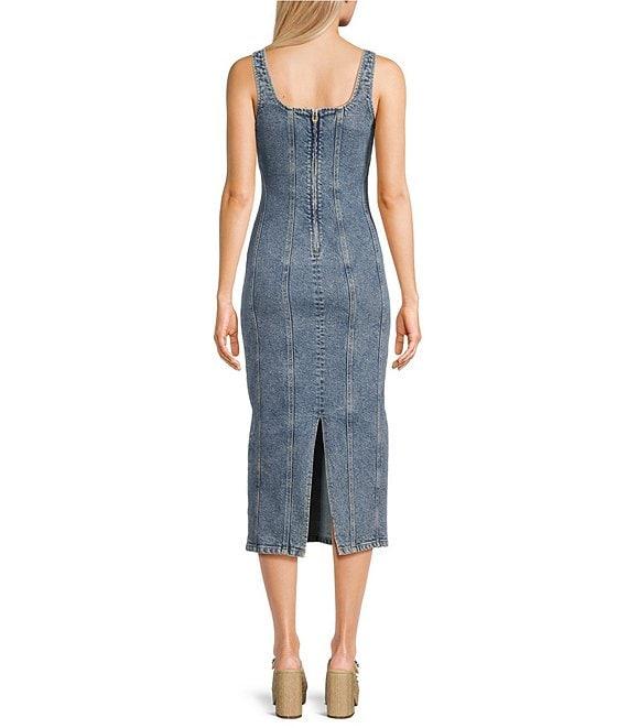 GB Denim Sleeveless Seamed Midi Dress Product Image