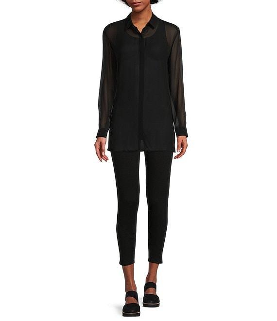 Eileen Fisher Tencel™ Organic Cotton Knit Jersey High Waisted Slim Ankle Leggings Product Image