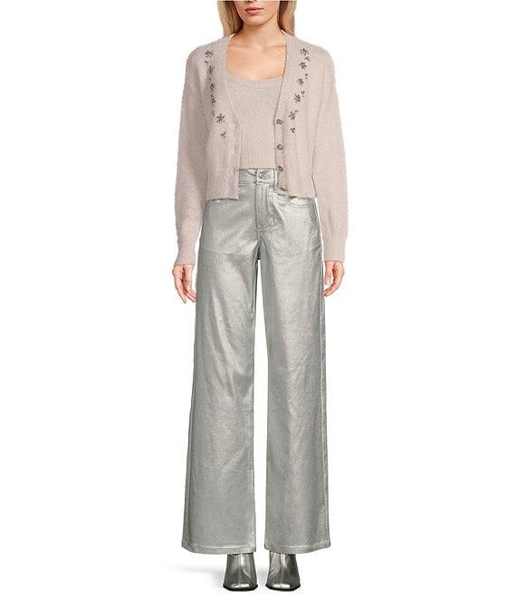 GB Coated Metallic Straight/Wide Leg Pants Product Image