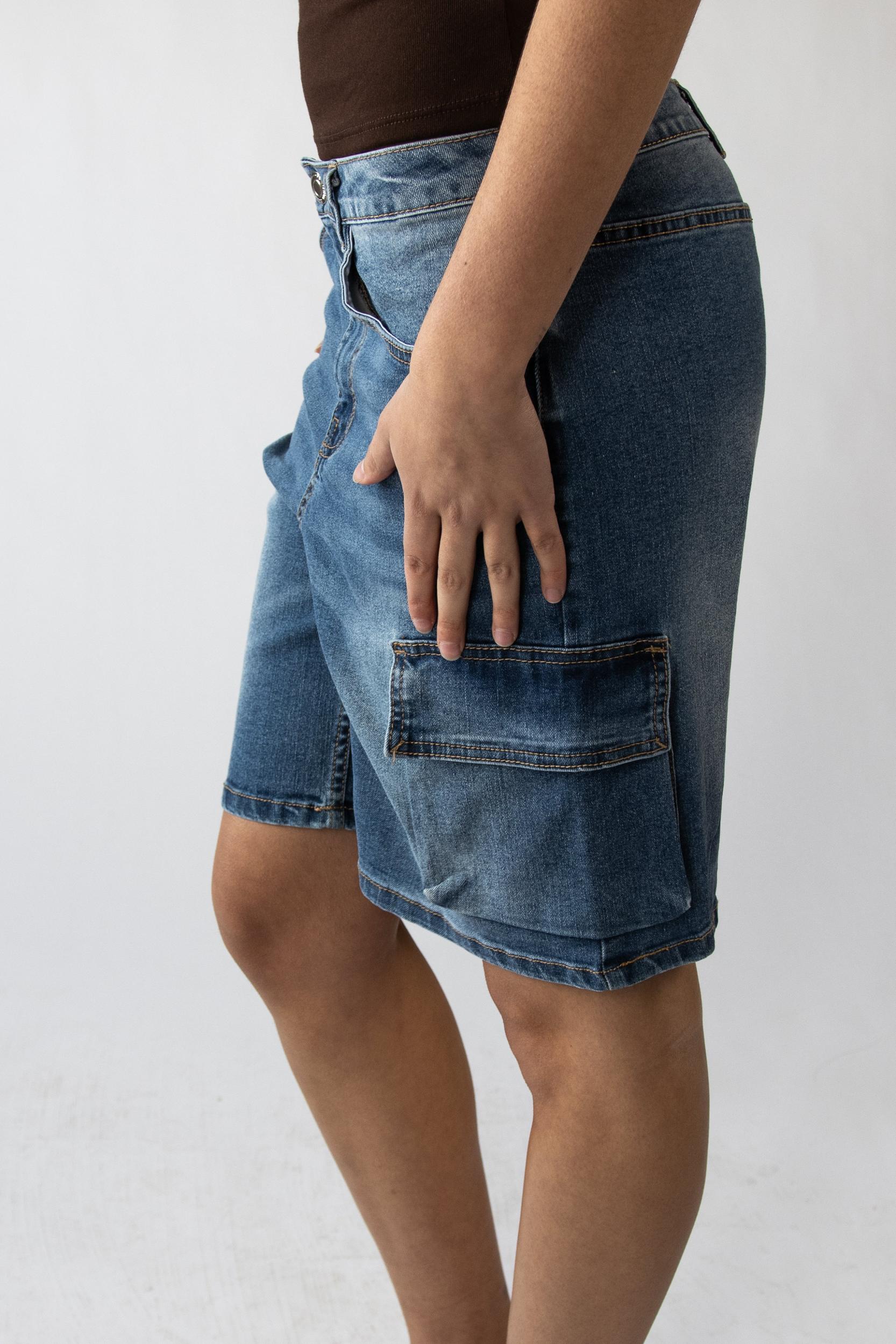 Stretch Denim Cargo Jorts Product Image