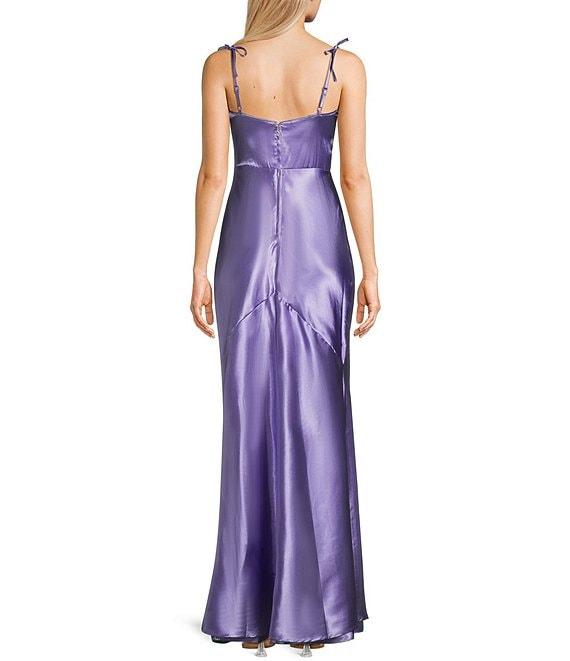 Pear Culture Reversible Printed Floral Satin to Solid Sweetheart Neck Spaghetti Straps Dress Product Image