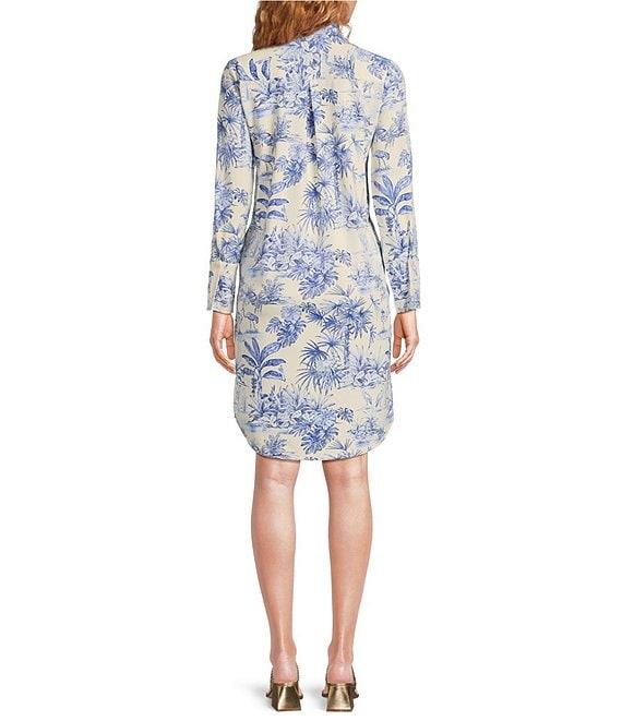 J.McLaughlin Charlee Knit Catalina Cloth Printed Split V-Neck Long Sleeve Dress Product Image