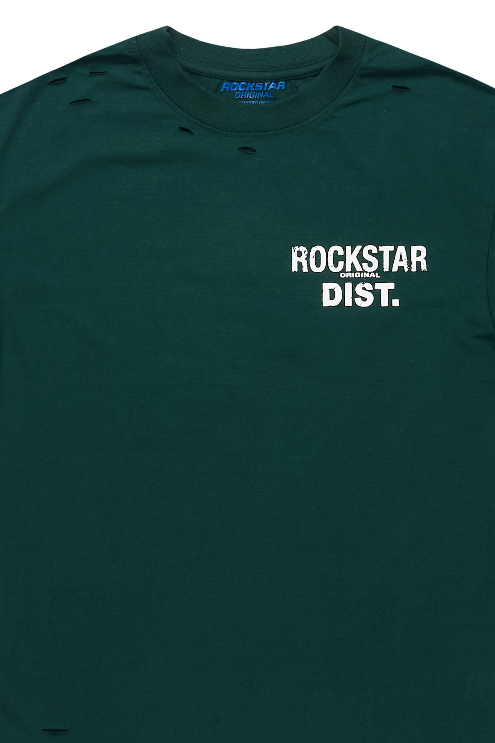 Lake 3.0 Dark Green/White Oversized Graphic T-Shirt Male Product Image