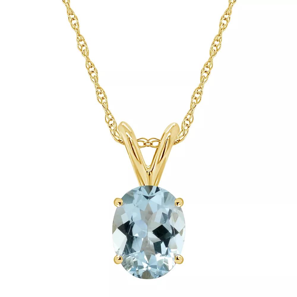 Celebration Gems 14k Gold Gemstone Pendant Necklace, Women's, Size: 18", Aquamarine Product Image