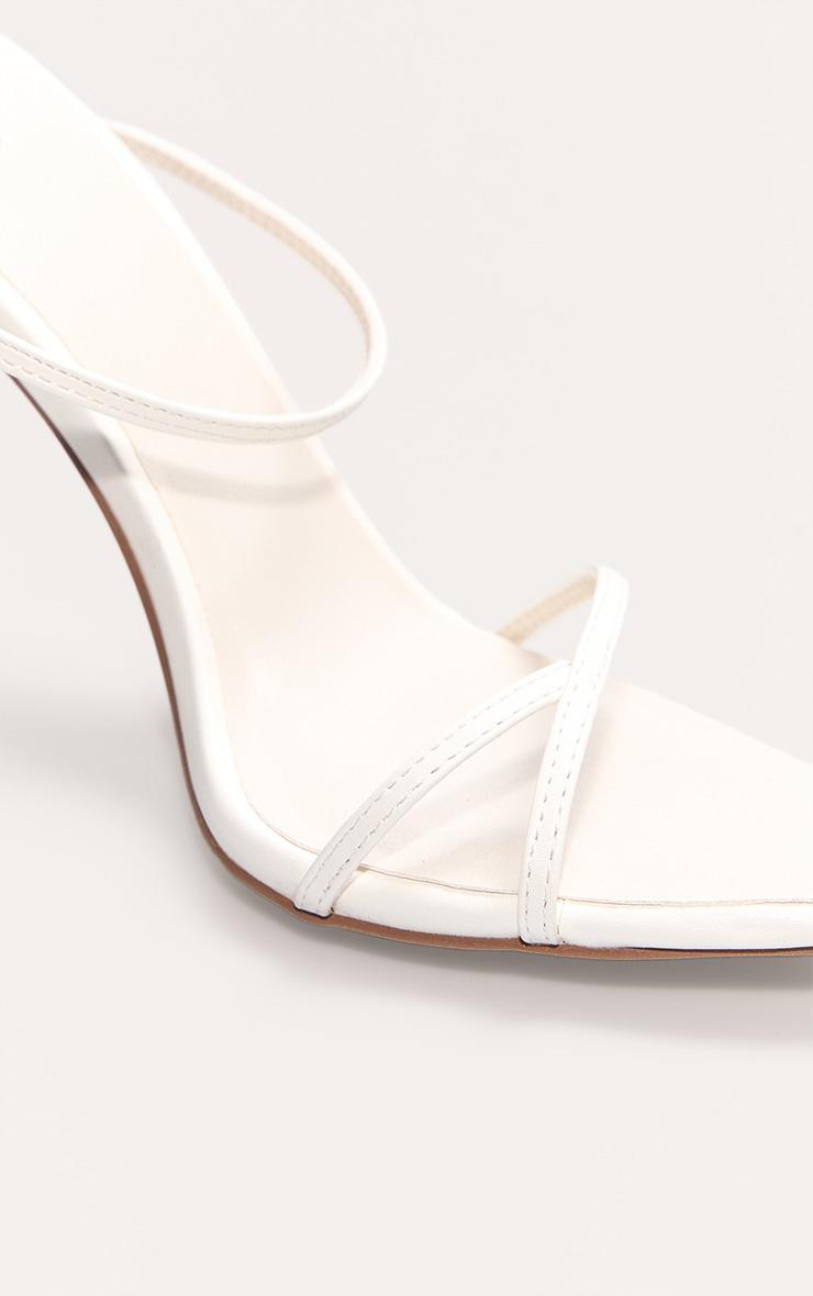 Cream Pu Round Toe Strap High Stiletto Heeled Mules Product Image