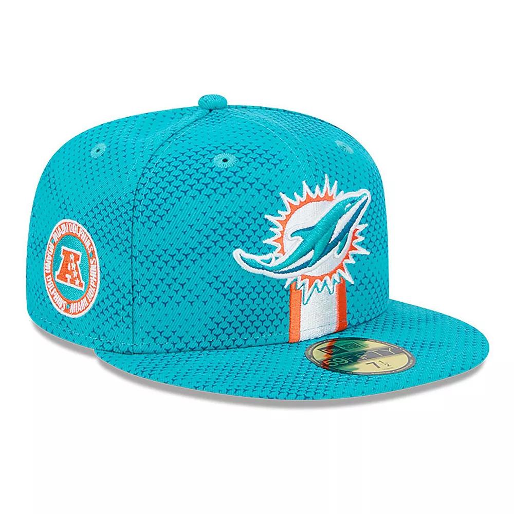 Men's New Era Aqua Miami Dolphins 2024 Sideline 59FIFTY Fitted Hat,  Product Image
