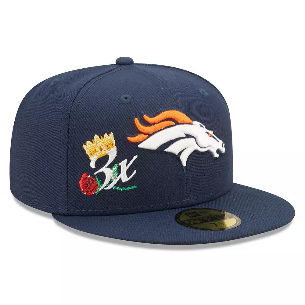 Men's New Era Navy Denver Broncos Crown 3x Super Bowl Champions 59FIFTY Fitted Hat, Size: 7 7/8, Blue Product Image