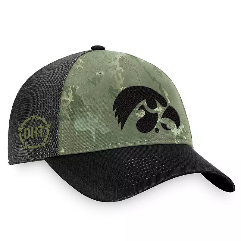Mens Top of the World Hunter Green/Gray Iowa Hawkeyes OHT Military Appreciation Unit Trucker Adjustable Hat Product Image