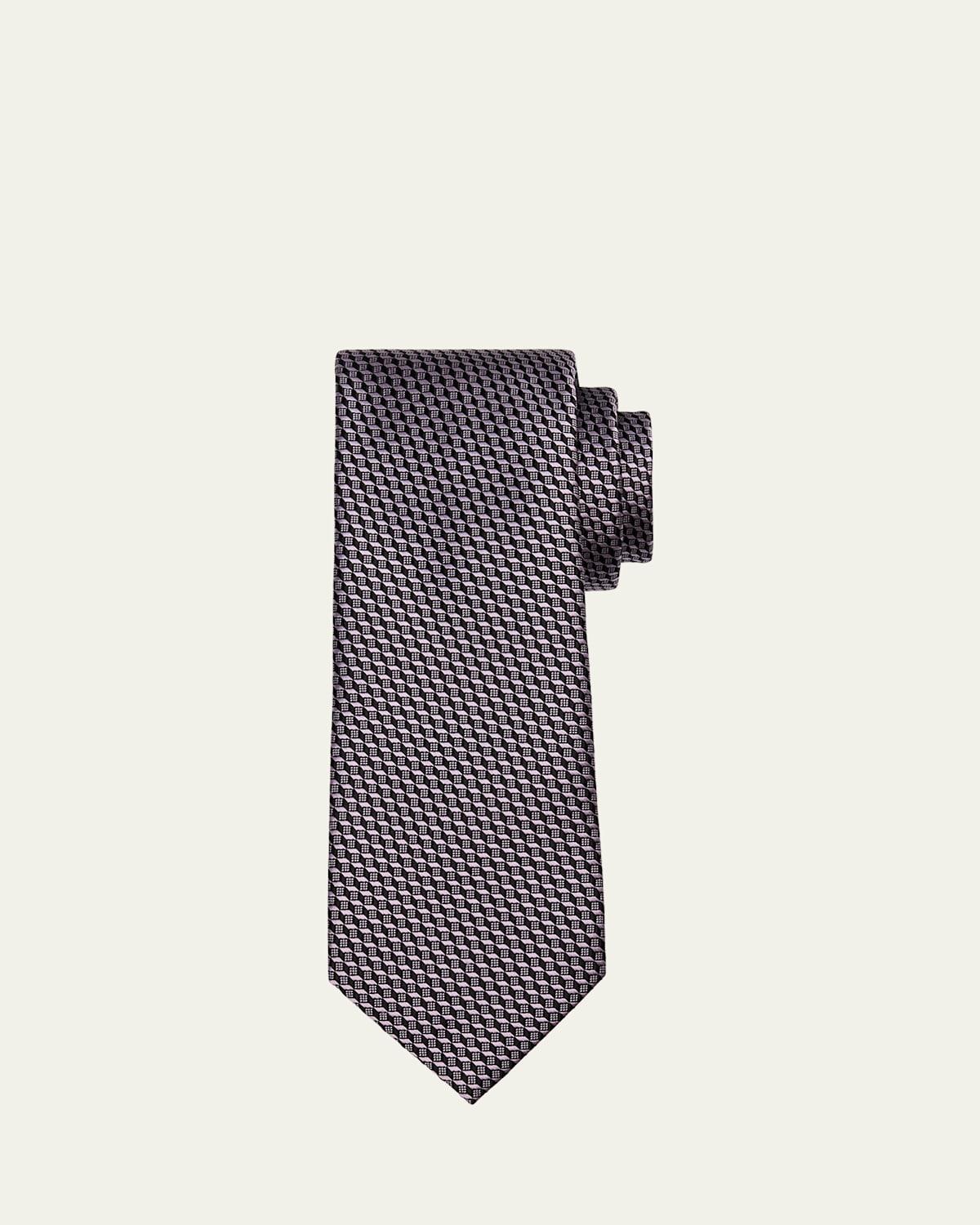 Mens Geometric Mulberry Silk Tie Product Image