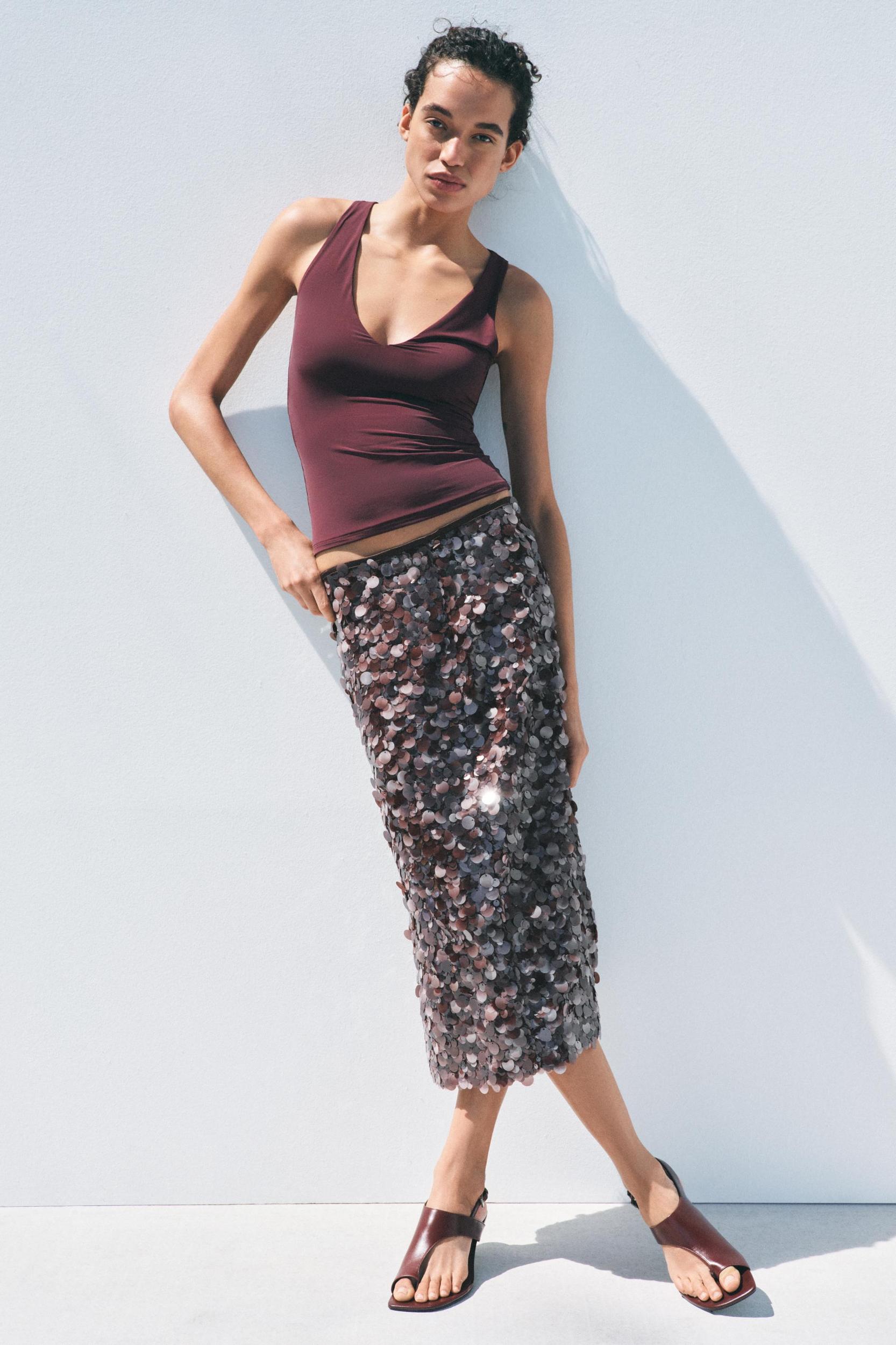 SEQUIN MIDI SKIRT Product Image