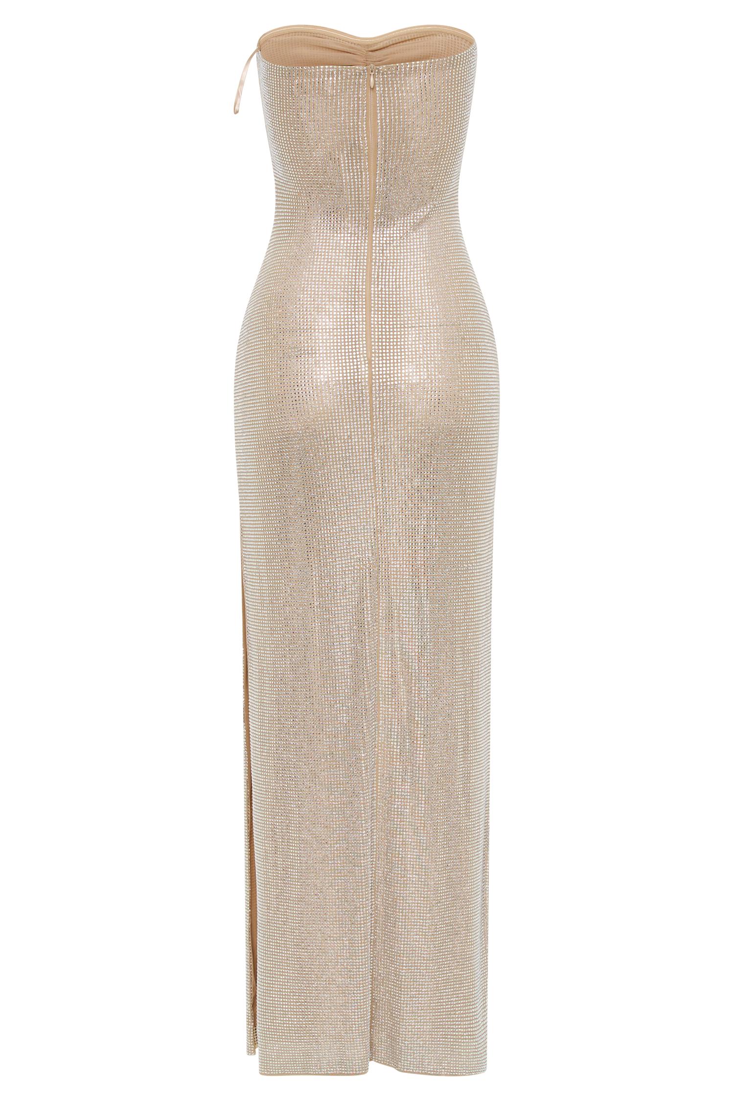 Stassie Strapless Rose Diamante Maxi Dress - Nude Product Image