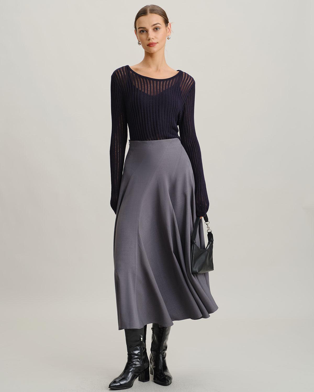 Navy Pullover Sweater Two-Piece Set Product Image