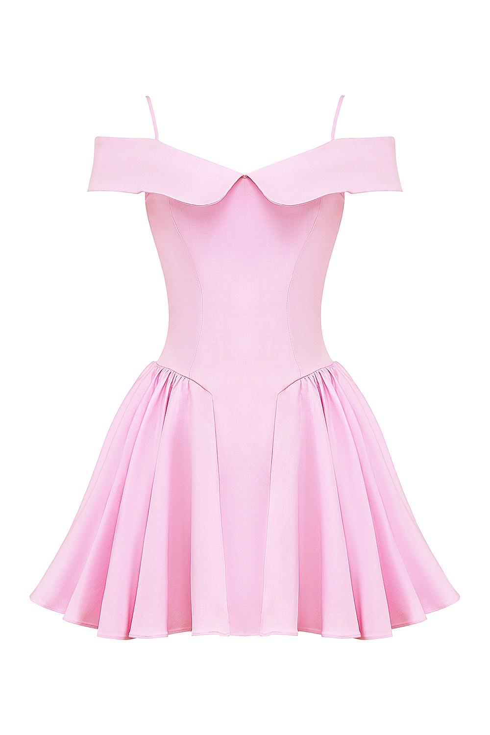 Elida  cotton candy twill off shoulder mini dress Product Image