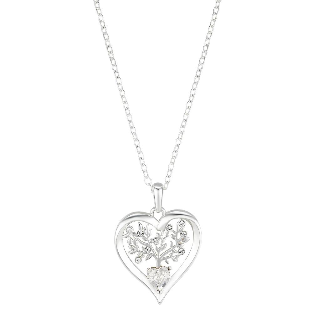 Brilliance Preciosa Crystal Family Tree Heart Necklace, Women's, Size: 18", Silver Tone Product Image