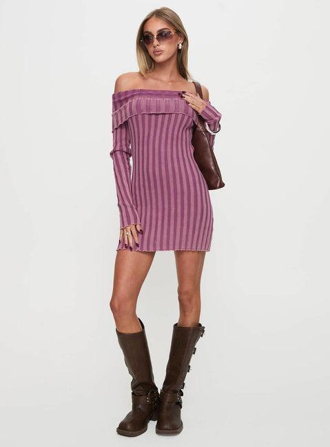 Kalesie Long Sleeve Rib Mini Dress Pink Product Image