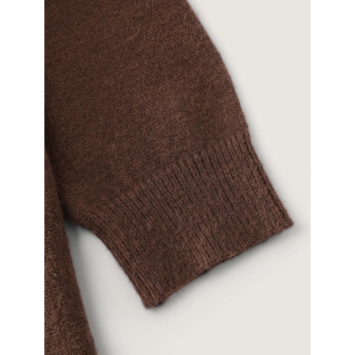 Plus Size Supersoft Sunflower Pattern Round Neck Pullover Browncoffeecolor Women Playful Loose Long Sleeve Round Neck Casual Pullovers BloomChic 10/M Product Image