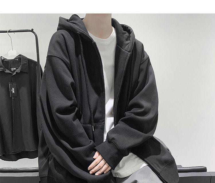 Plain Zip-Up Hoodie Product Image