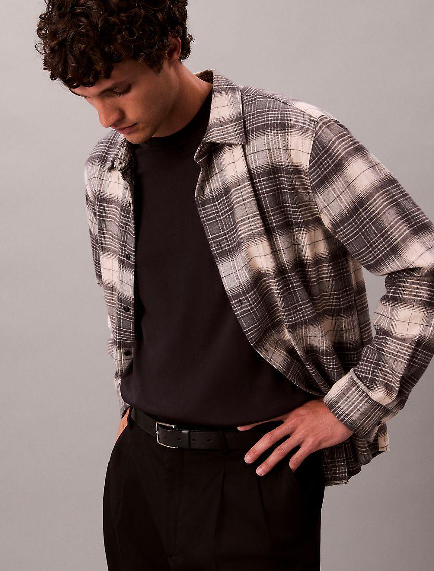 Brushed Plaid Relaxed Button-Down Shirt  Product Image