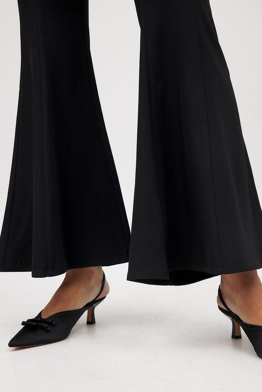 Flared Low Waist Pants Black Product Image