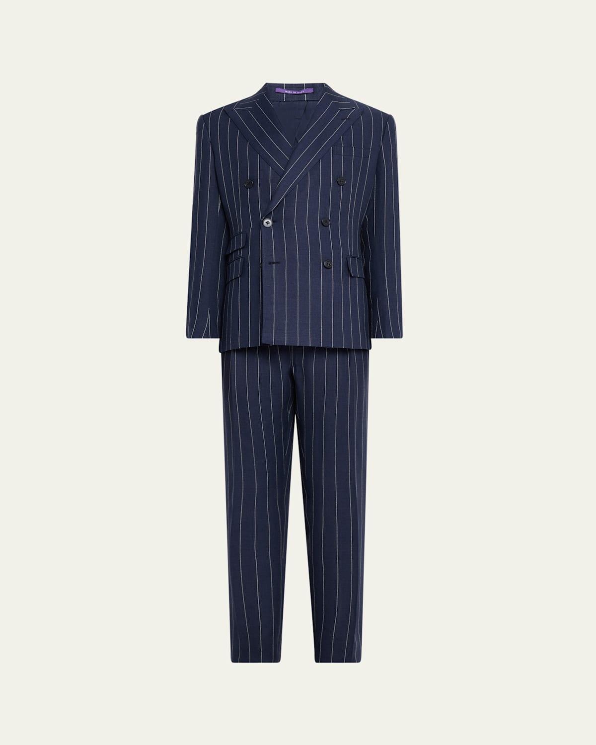 Mens Kent Hand-Tailored Pinstripe Twill Suit Product Image