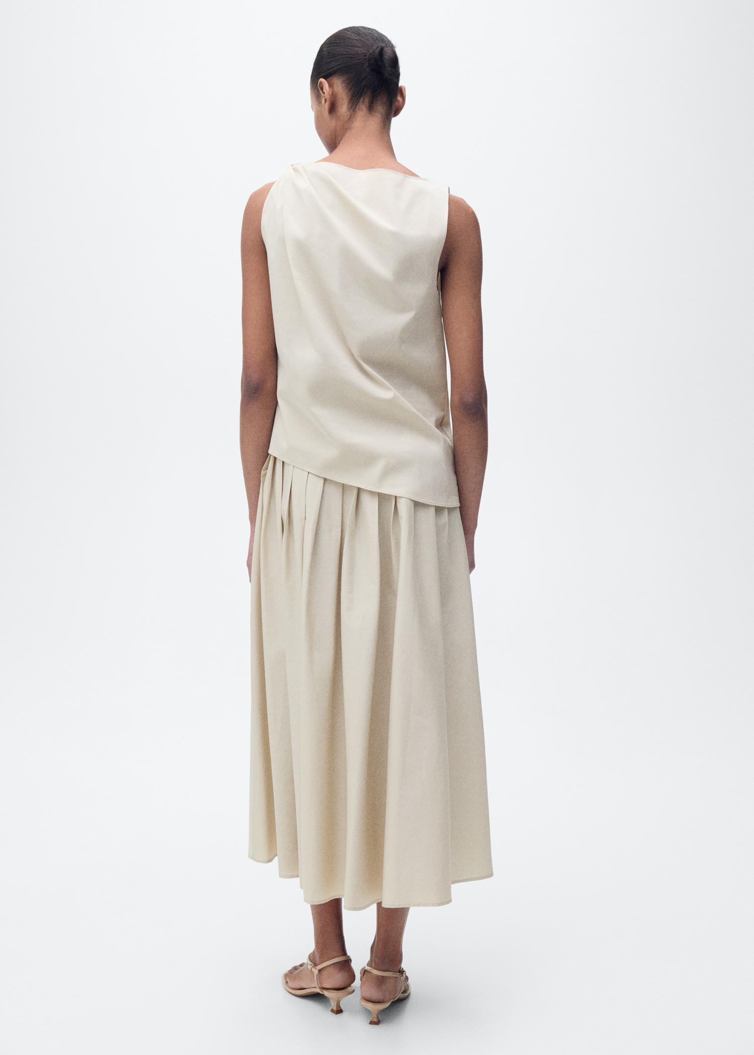 Knotted-hem cotton top - Women | MANGO USA Product Image