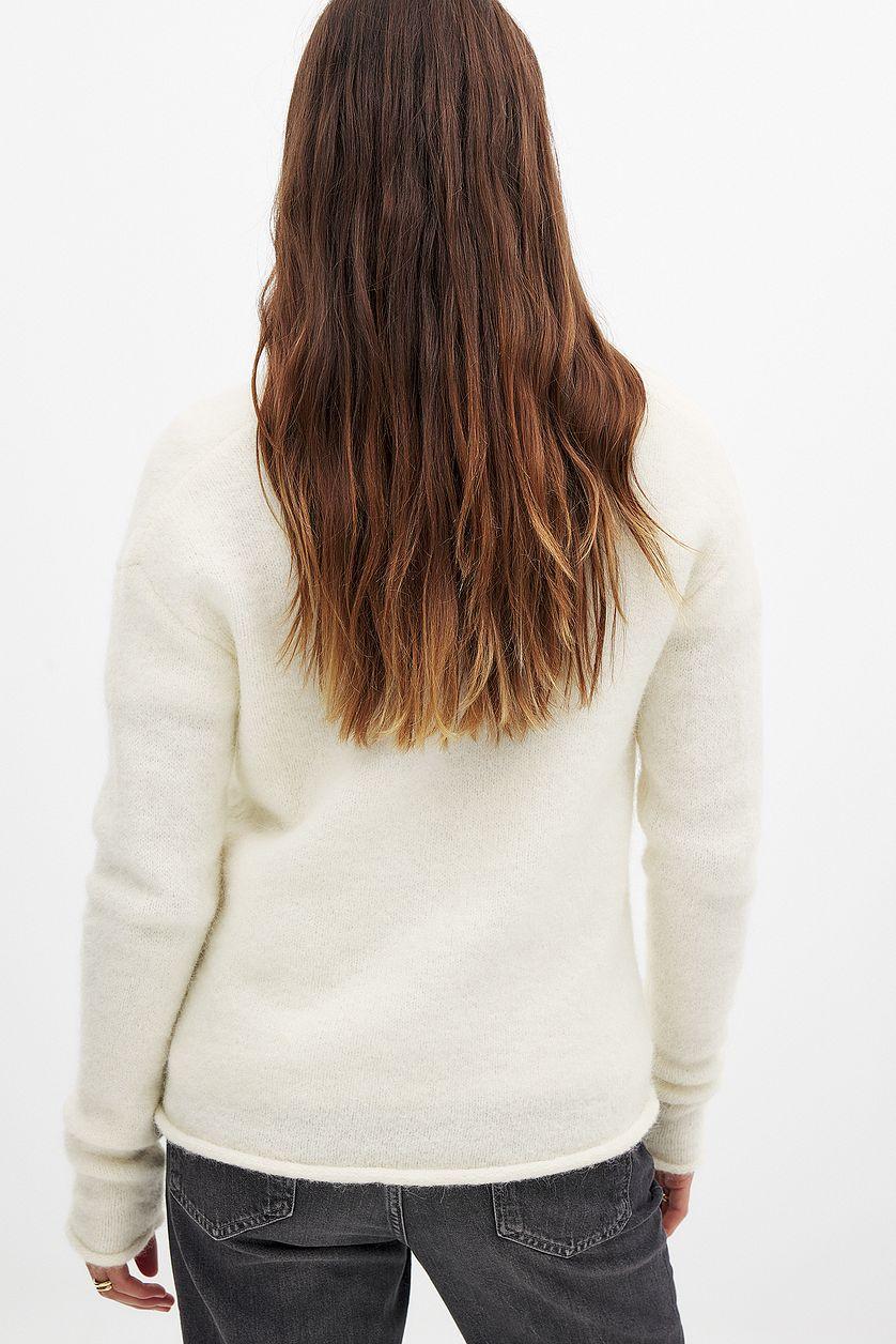 Knitted Deep V-neck Wool Blend Sweater Product Image