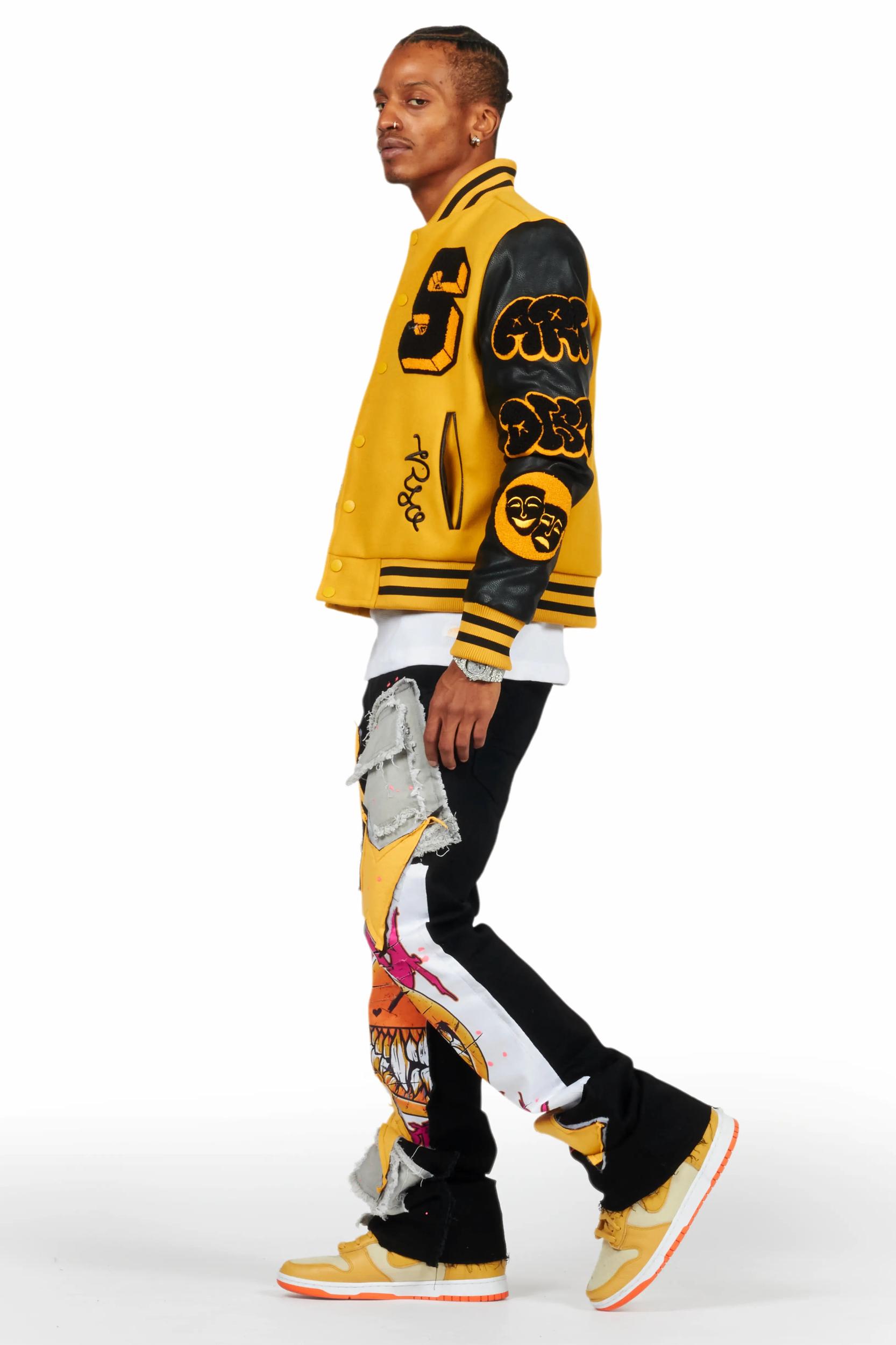 Leslaw Yellow/Black Varsity Jacket Male Product Image