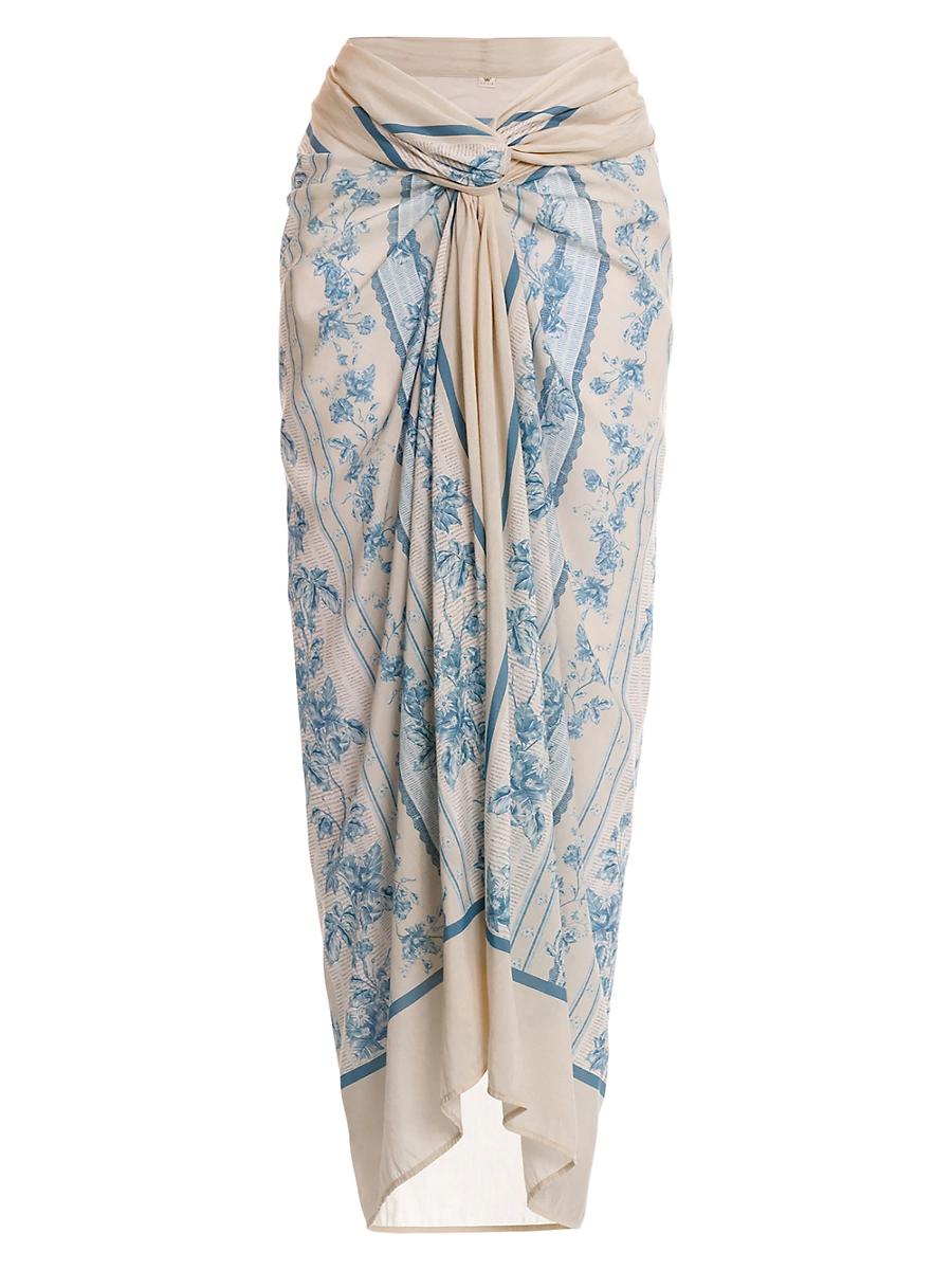 Womens Lavanda Bougainvillea Embroidered Pareo Product Image