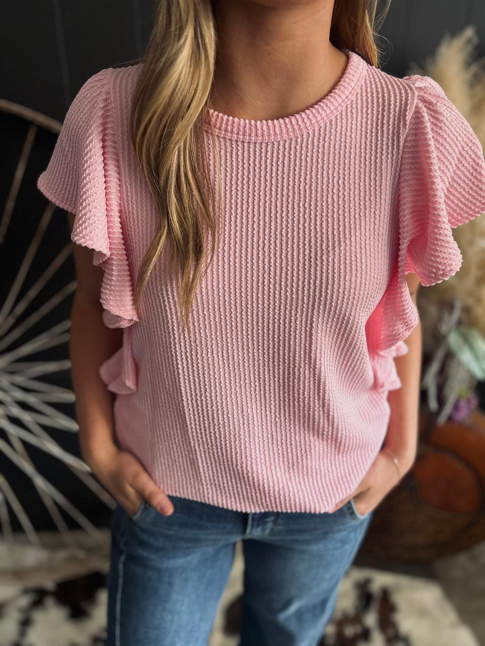 Ruffled Sleeve Solid Top-6 Colors Product Image