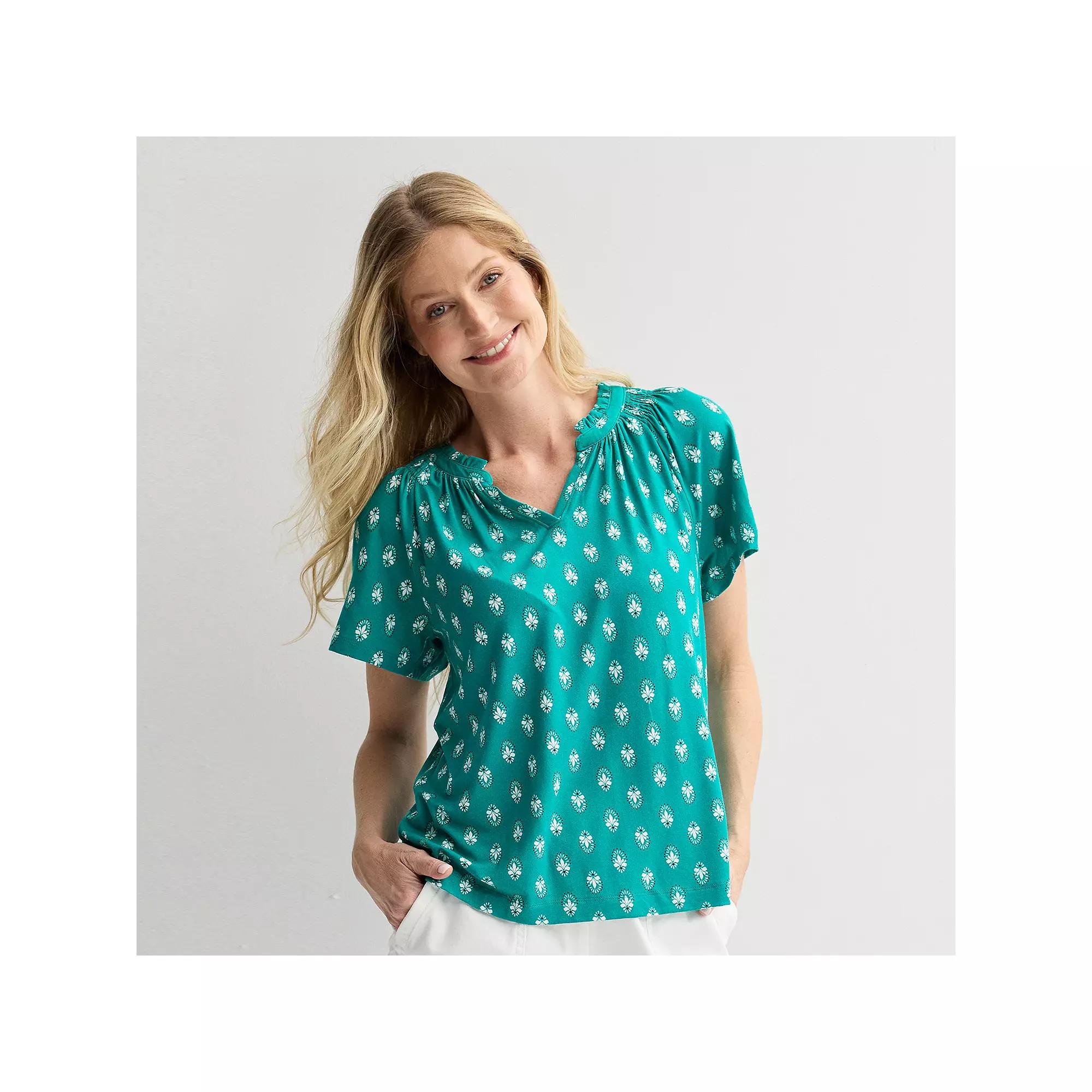 Women's Croft & Barrow® Smocked Raglan Top,  Product Image