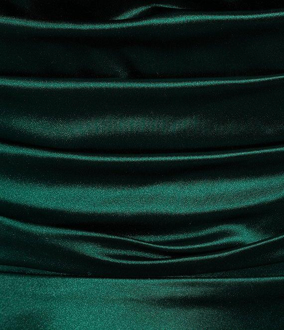 B. Darlin Satin Sweetheart Neckline Side Drape Long Dress Product Image