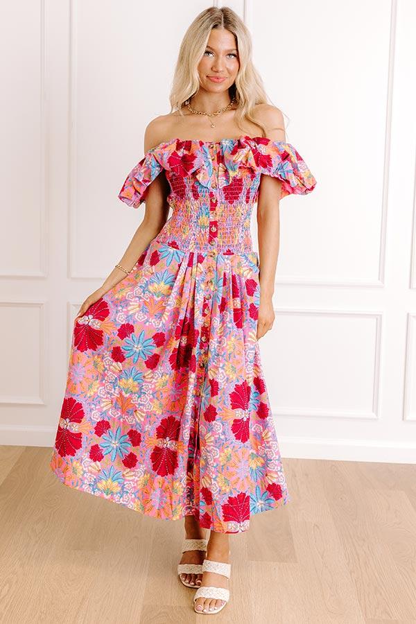 Fiesta Bloom Smocked Midi Dress Product Image