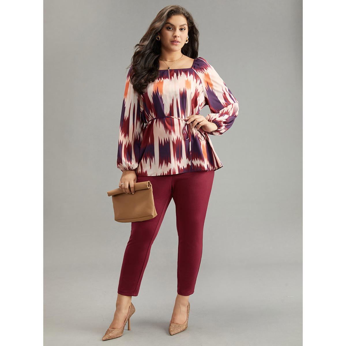 Plus Size Mid Rise Pocket Button Up Pants Women Scarlet Office Skinny Mid Rise Office Pants BloomChic 30/6X Product Image