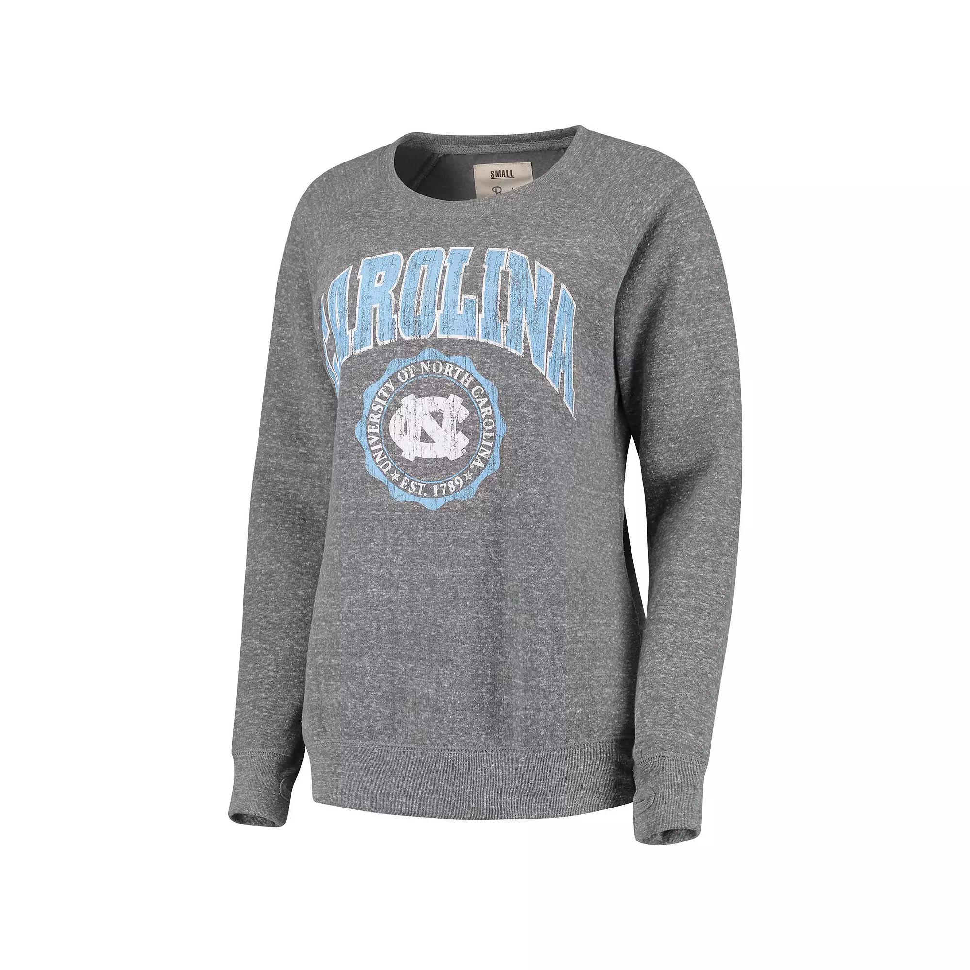 Women's Pressbox Heathered Gray North Carolina Tar Heels Edith Vintage Knobi Pullover Sweatshirt,  Product Image