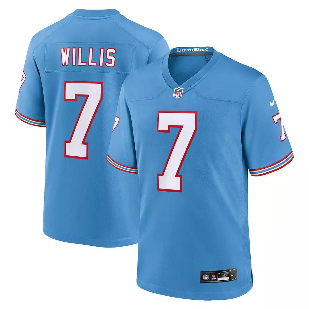 Men's Nike Malik Willis Light Blue Tennessee Titans Oilers Throwback Alternate Game Player Jersey, Size: Small Product Image
