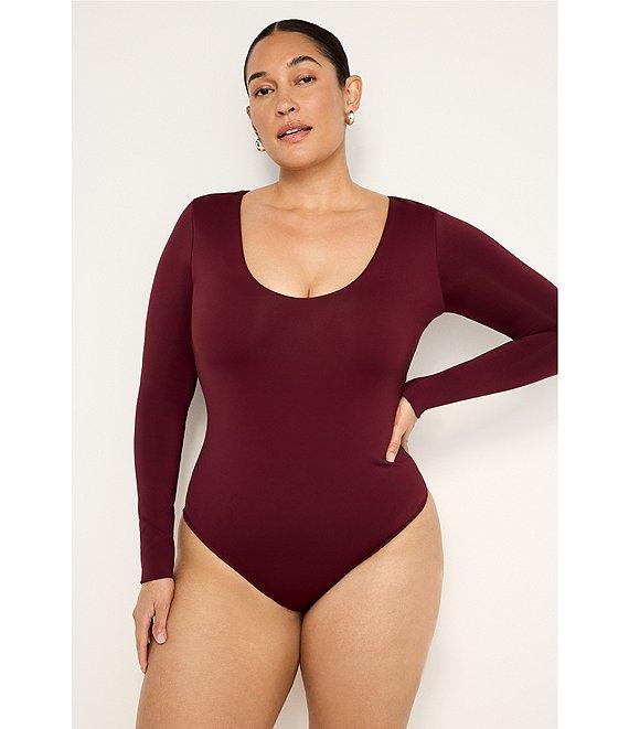 Good American Plus Size Sculpting Scoop Neck Long Sleeve Bodysuit Product Image