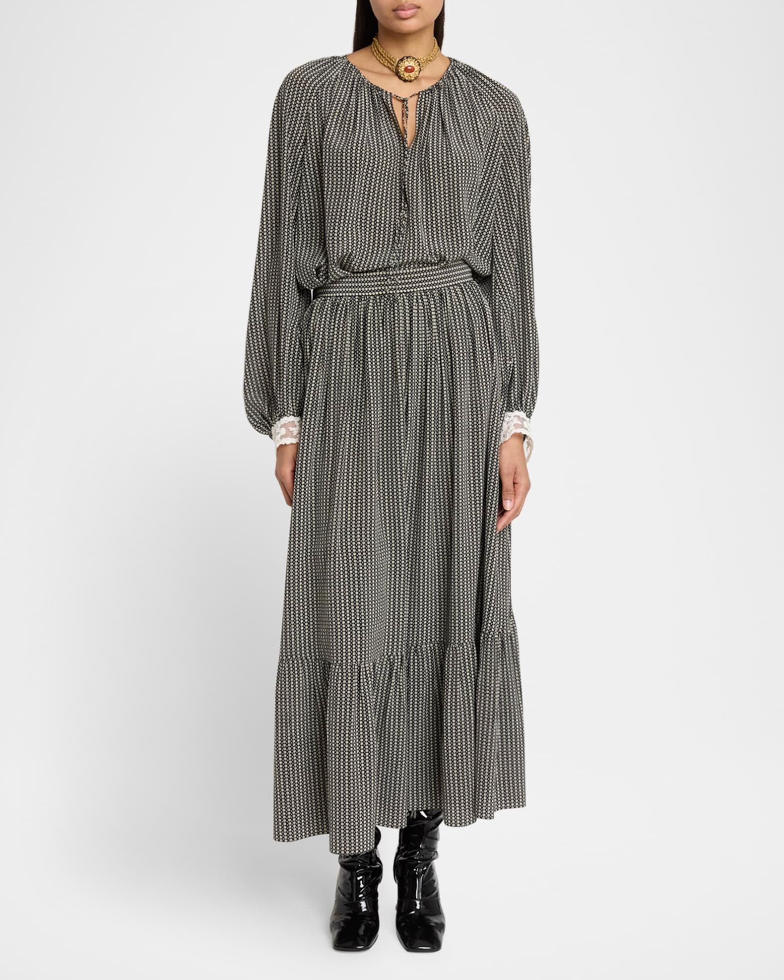 Micro Check Silk Maxi Skirt Product Image