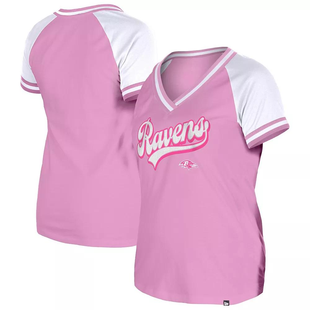 Women's New Era Pink Chicago Bears Color Multiplier V-Neck T-Shirt, Size: Medium Product Image