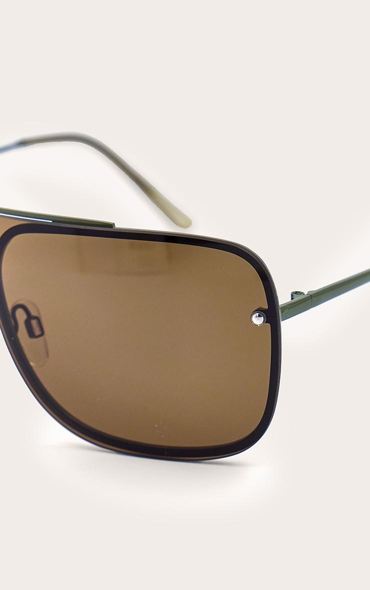 Smokey Olive Skinny Aviator Sunglasses Product Image