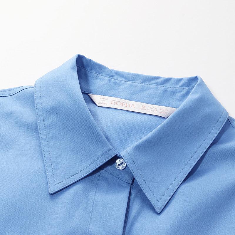 Blue Waist-skimming Cotton Mini Dress Product Image