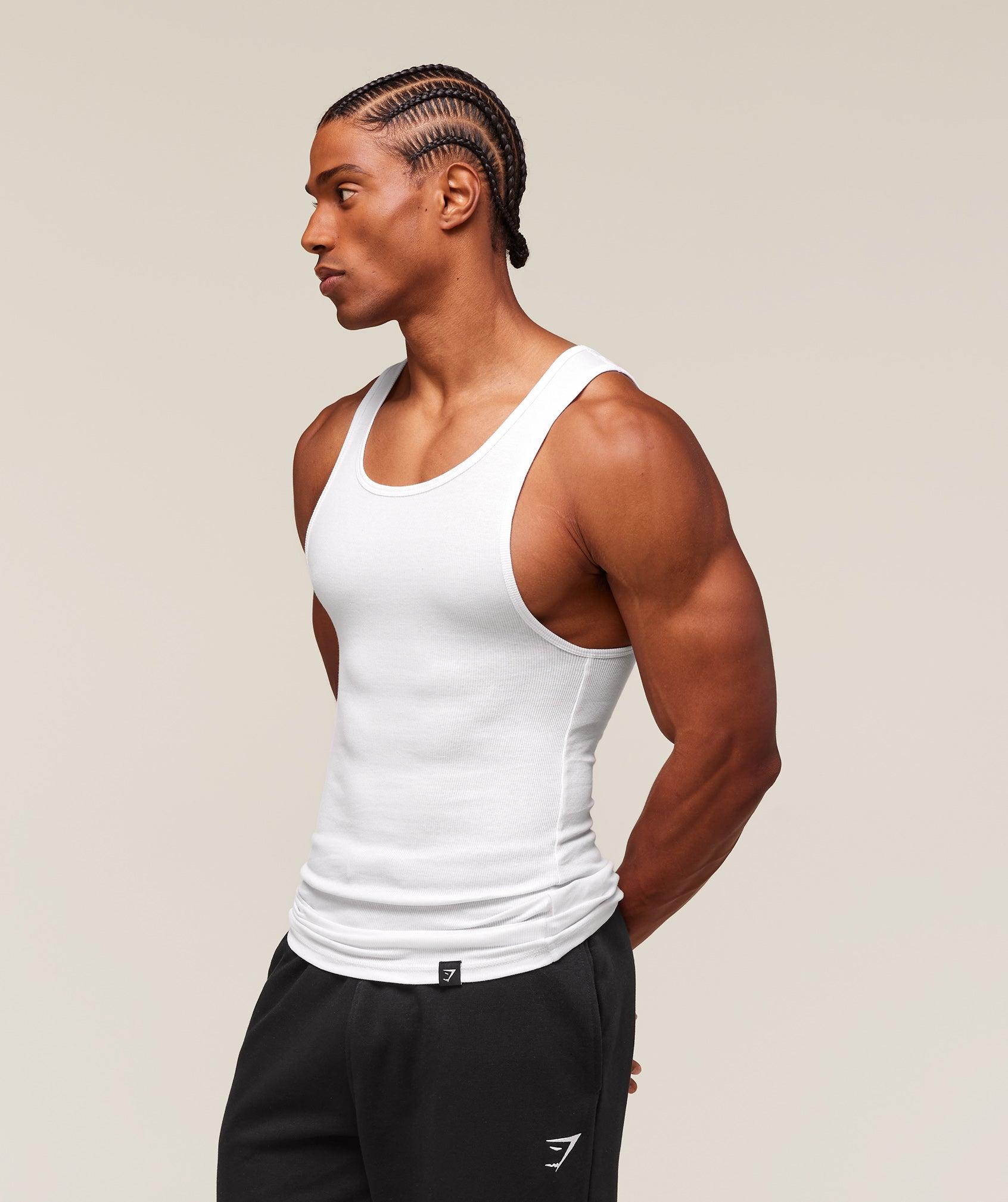 Gymshark Ribbed Tank 1PK - White Male Product Image