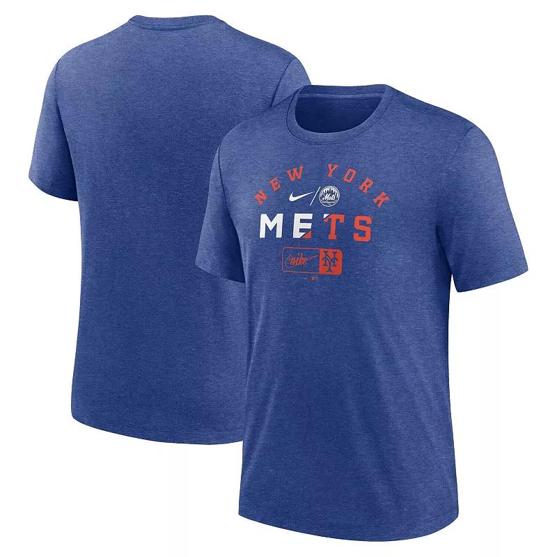 Mens Nike Heather Royal New York Mets Rewind Review Slash Tri-Blend T-Shirt Product Image