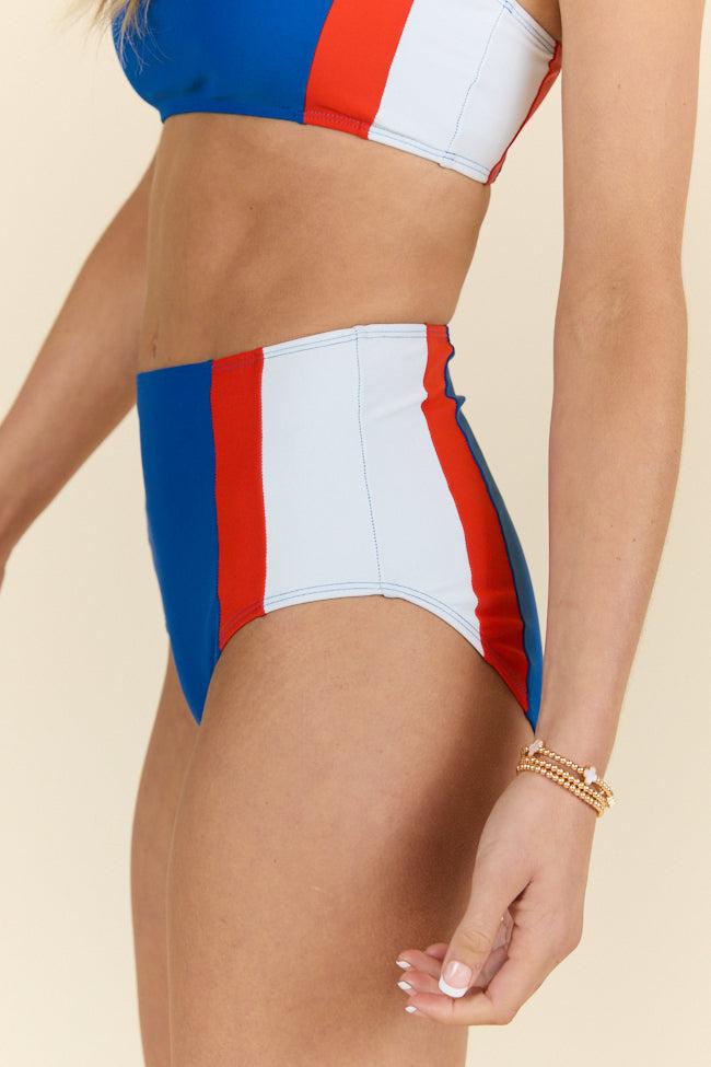 Rock The Boat Red and Blue Colorblock Bikini Bottoms FINAL SALE Product Image