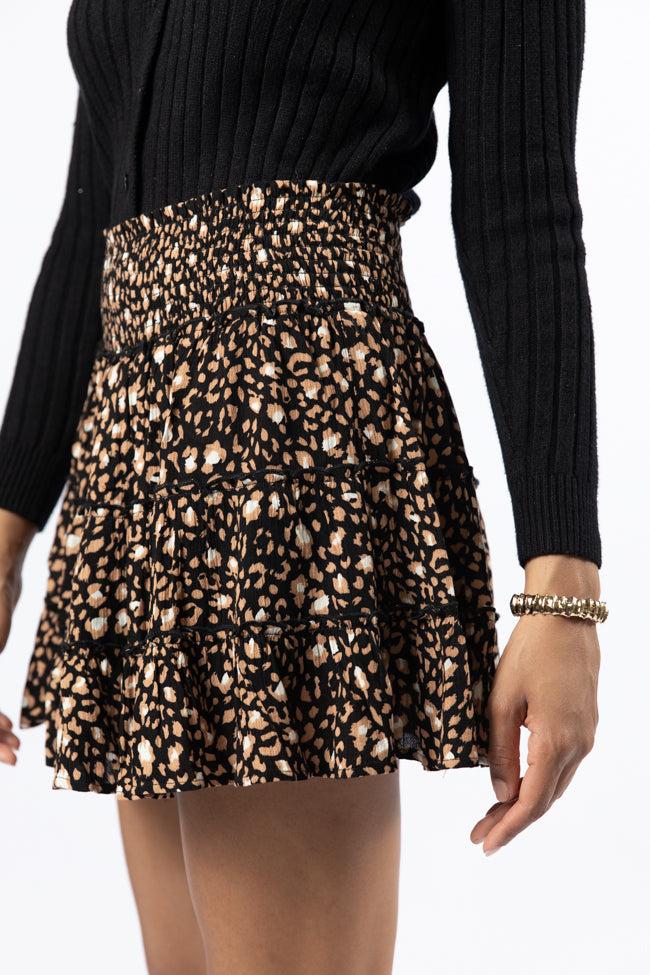 Through The Garden Black Leopard Mini Skort FINAL SALE Product Image