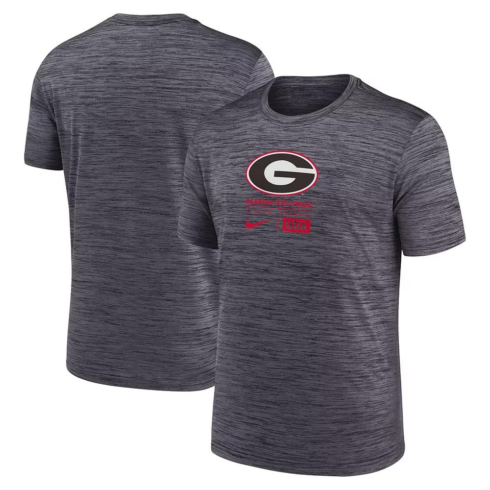 Men's Nike Charcoal Georgia Bulldogs Campus Center Block Velocity Performance T-Shirt,  Product Image