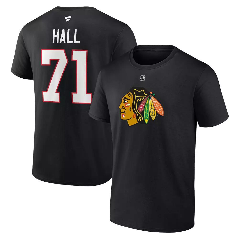 Men's Fanatics Branded Taylor Hall Black Chicago Blackhawks Authentic Stack Name & Number T-Shirt, Size: 5XL Product Image