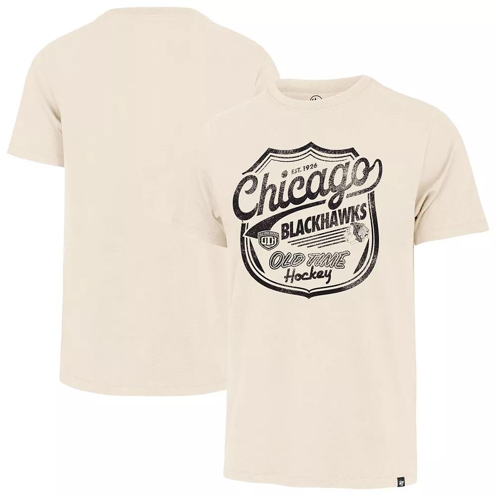 Men's '47 Cream Chicago Blackhawks Poke Check Franklin T-Shirt,  Product Image