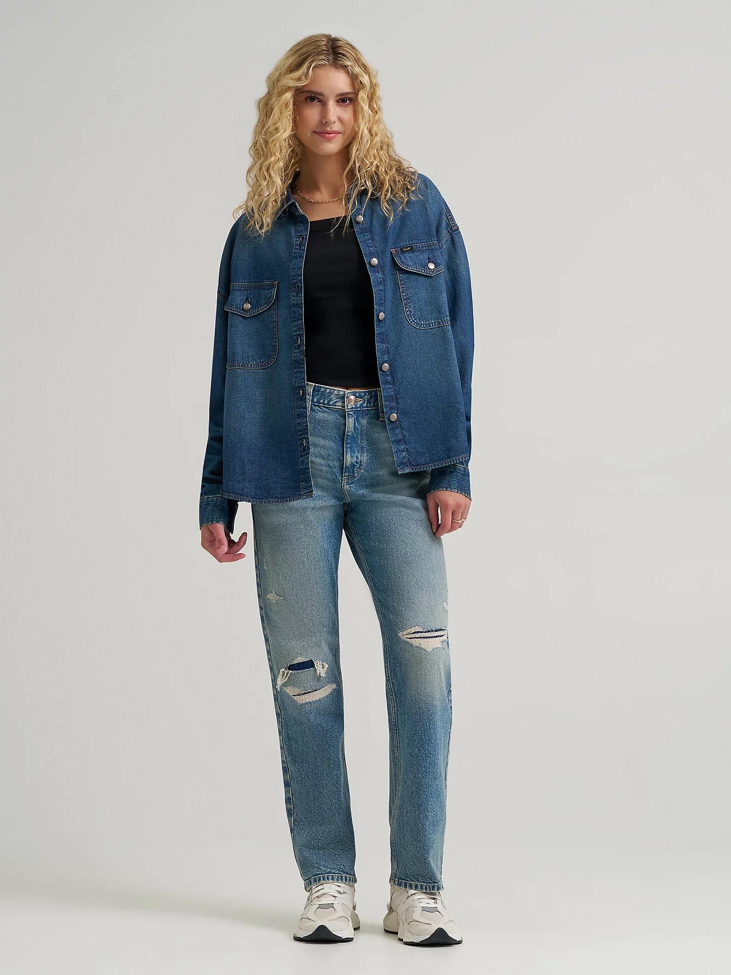 Women's Swing Back Denim Button Down Shirt | Women's Tops & Tees | Lee® Product Image